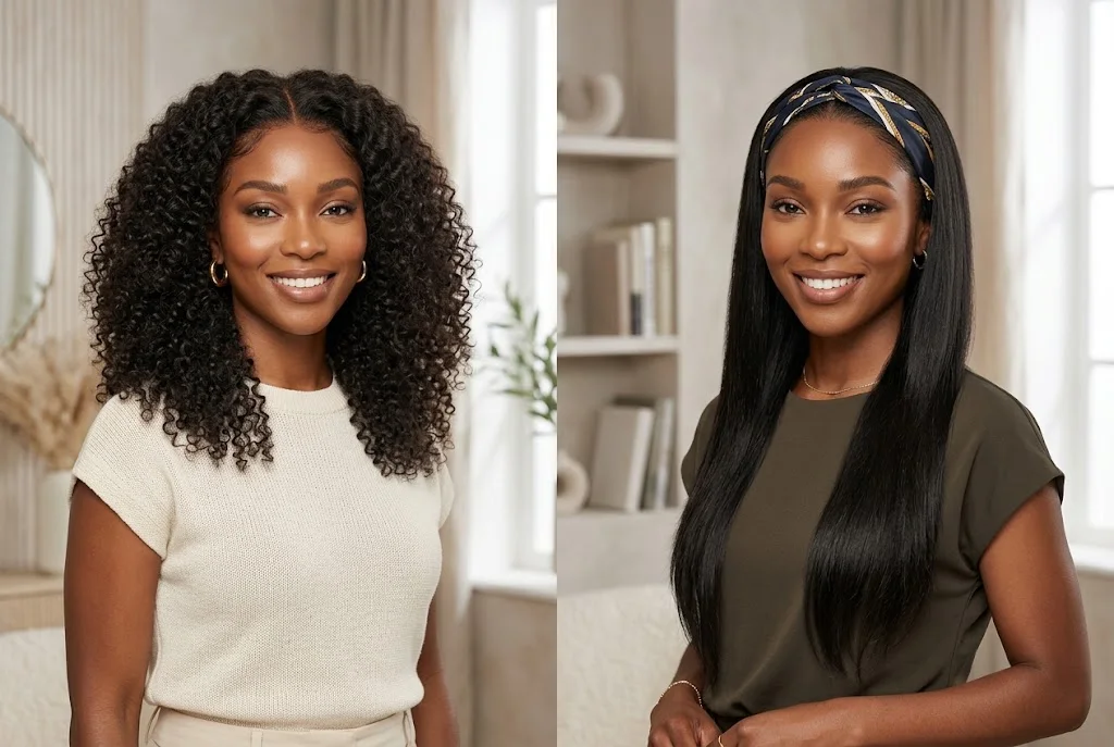 ISEE Hair: Half Wig vs Headband Wig — Which Style Is Best? Comparison of a half wig and headband wig hairstyle