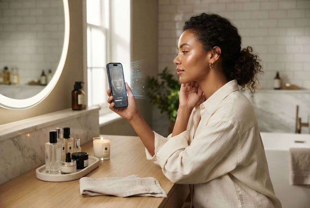 Beauty skin analysis technology using AI for personalised skincare recommendations
