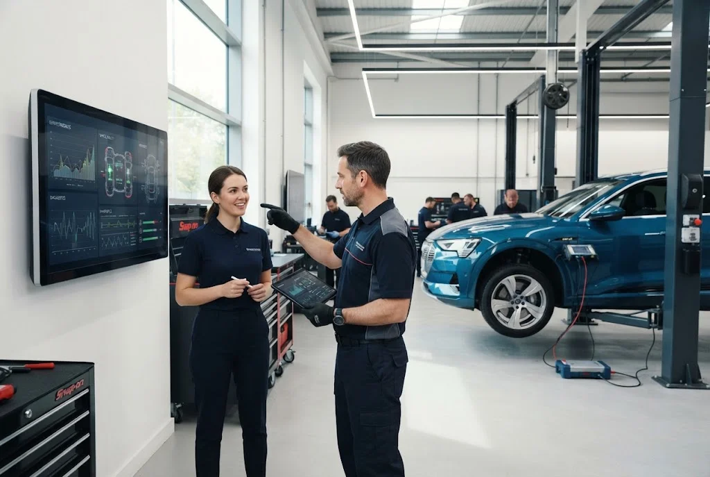 Automotive Service Platform: Cloud Software for Workshops automotive service platform connecting cloud workshop software and vehicle servicing